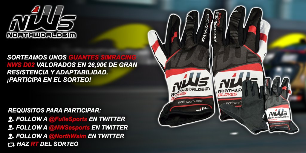 FullEsports's tweet photo. 🔥SORTEO DE #SIMRACING 🔥

¿Te gustaría ganar unos Guantes SimRacing NWS D02? ¡Participa ya en el sorteo!

📝Requisitos:
1⃣Follow a @FulleSports 
2⃣Follow a @NWSesports 
3⃣Follow a @NorthWsim 
4⃣Haz RT del sorteo

Bases del sorteo: https://t.co/A9slBb6n6E https://t.co/LFjRK0nYlE