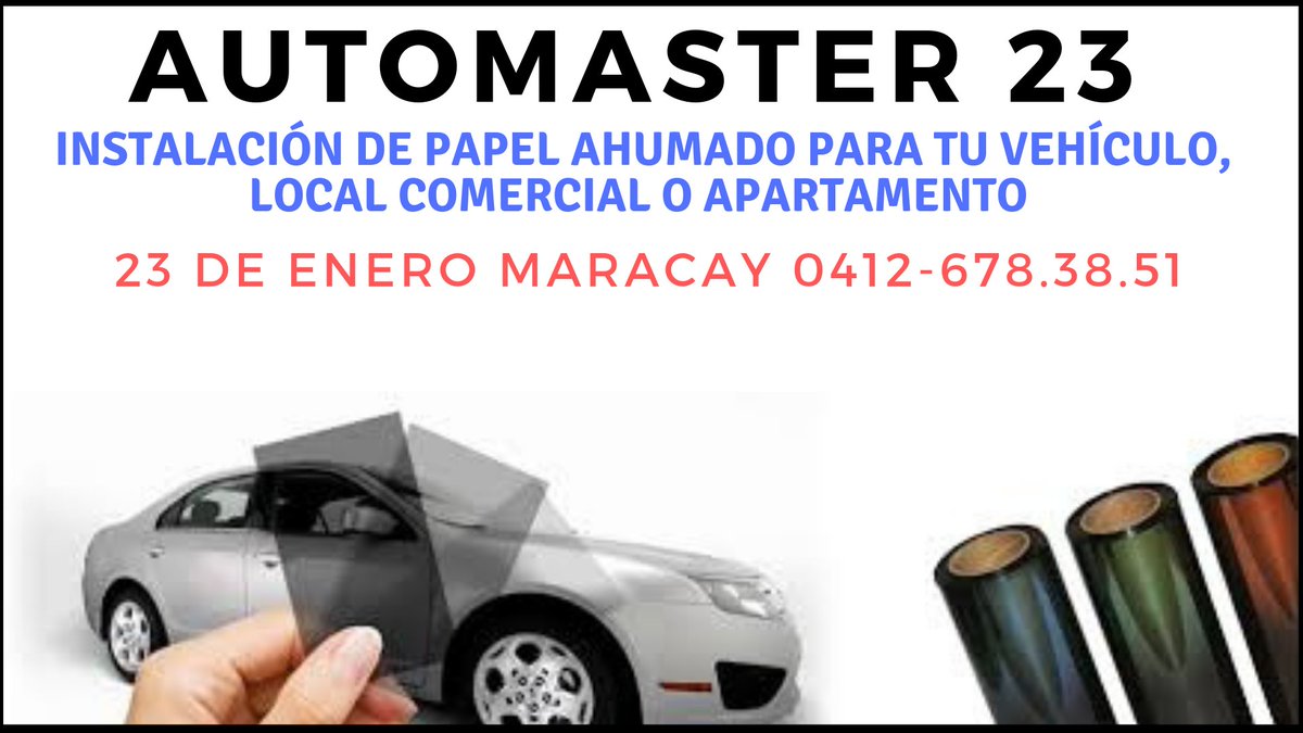 AutoMaster_23's tweet image. Necesitas colocar Papel Ahumado a tu vehículo o tu local ? #Aragua 04126783851 @Automaster_23 #Maracay #aragua #papelahumado #vehiculos #carros #camiones