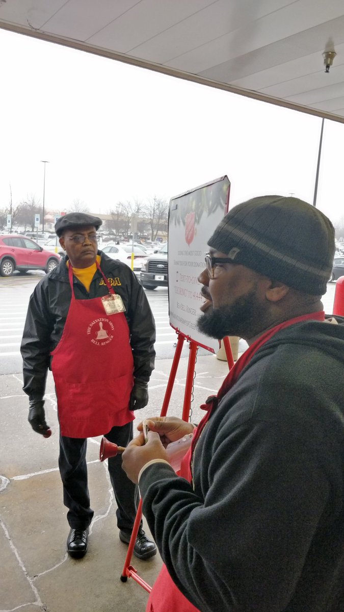 Kappa Lambda Chapter of #AlphaPhiAlpha volunteer bell ringing for the Salvation Army.