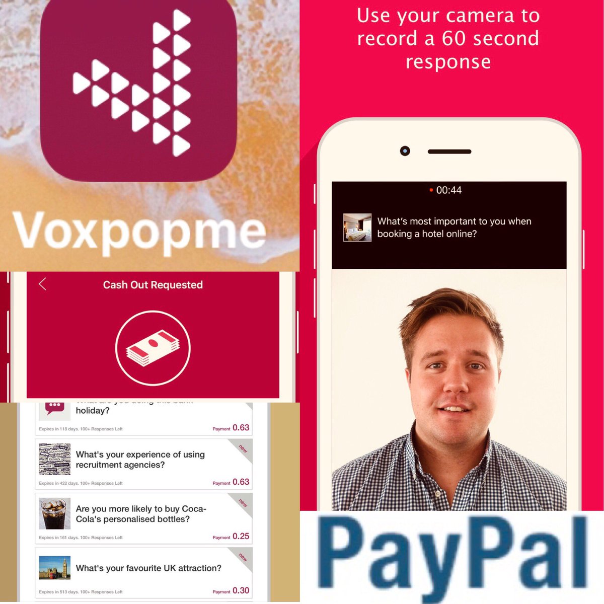SweepsMasters's tweet photo. Get paid for opinions with #Voxpopme Check it out now.
Copy and paste and send to cell
https://t.co/Ikhx5brqWU
Tell Brands your story in less than 15 to 60 seconds!
Fun #Videopolls #Freeapp that pays to #PayPal
#AppsThatPay #BeHeard #BeSeenBeHeard #SmartPhoneApps #PaidVideos https://t.co/g6CGYg5wtV