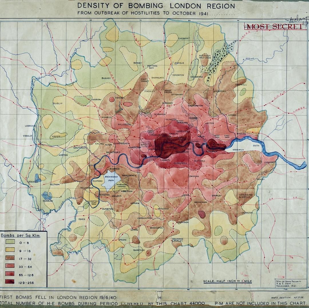 overviewmaps's tweet photo. Reposting @gomaps:
...
"Density of bombing in London during the war. #londonmaps #mapsoflondon" https://t.co/elq3KjtSUk