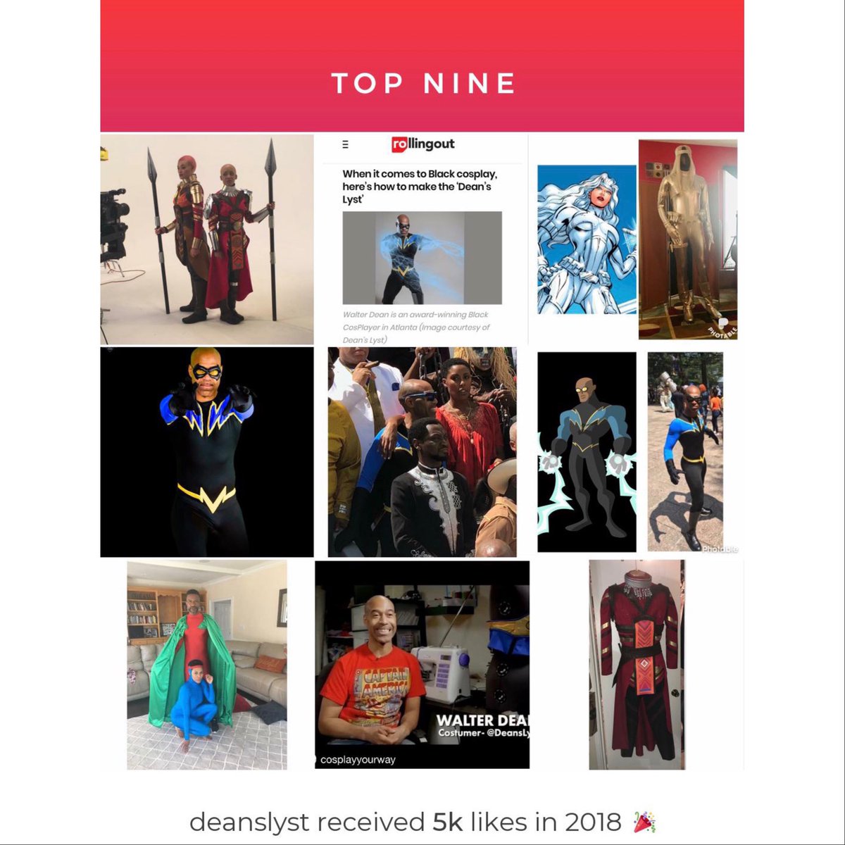 deanslyst's tweet photo. My MVP for 2018 is #BlackLightning, followed by #DoraMilaje
#topnine #topnine2018 #CosplayYourWay #WeCosplay #CosplayChic #cosplay #blackcosplay #bleeks #blerds #cosplayersofcolor #rollingout #studiospaceatlanta #MenOfCosplay #DCComics #marvelcomics #Designer #OneToWatch https://t.co/0ifeGZOuPz