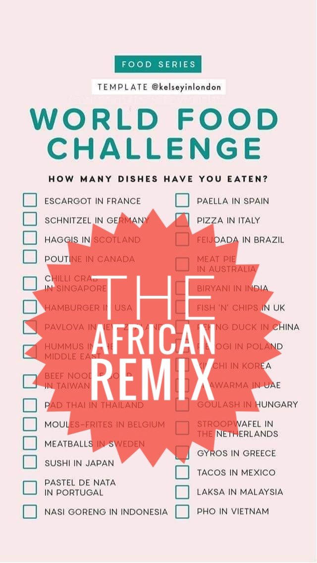 A wise person told us:

"If we don't tell our own stories  no one else will."

So how about we extend the narrative on this fun "world" food challenge making the rounds on social media.

Name ONE African country/culture and your favourite dish 🥣 from there.

1, 2, 3..Go! 🏁
