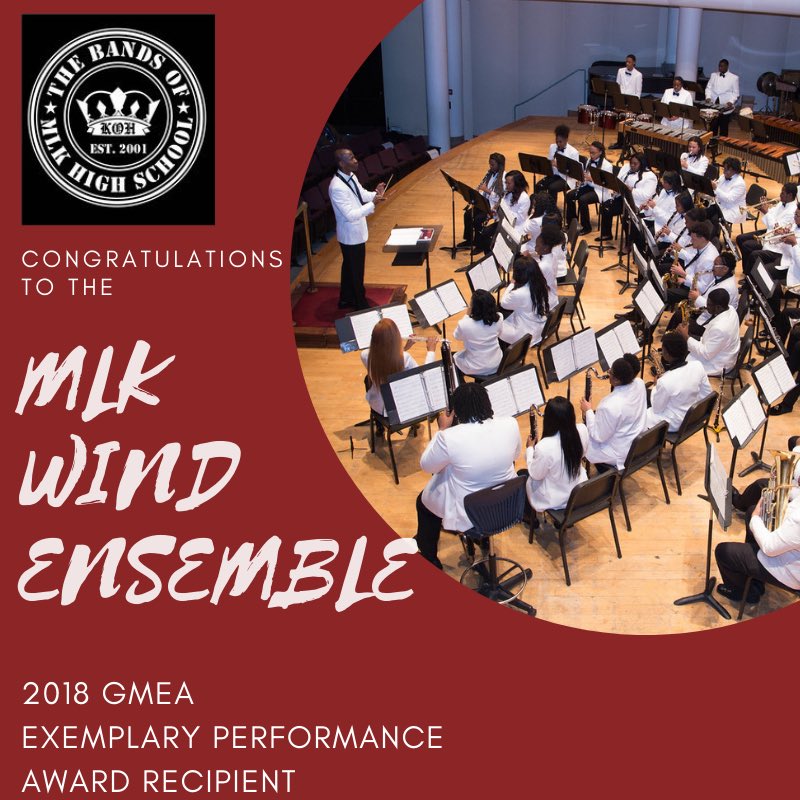 mlk_bands's tweet photo. Congratulations to the Bands of MLK High School on receiving the 2018 Georgia Music Educators Association Exemplary Performance Award. https://t.co/fdUjHCbnEe