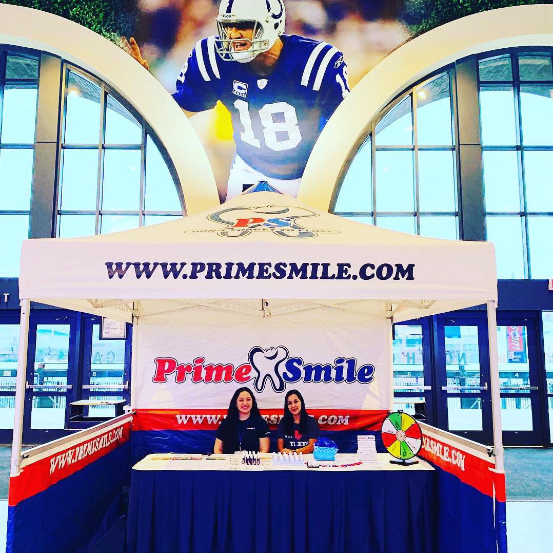 Prime_Smile's tweet photo. Here at the Bleed Blue Blood-Drive and Holiday Fest at Lucas Oil Stadium! Come get some PS Swag and throw the pigskin around! πππ #primesmile #indydentist #brushyourteeth #happyteeth https://t.co/mQfDhC8ZK3