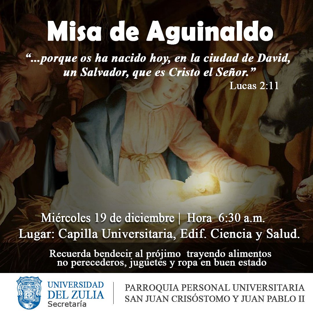 La Secretaría de LUZ te invitan a la misa de aguinaldo que se realizará el 19 de diciembre 🎄¡Te esperamos!
