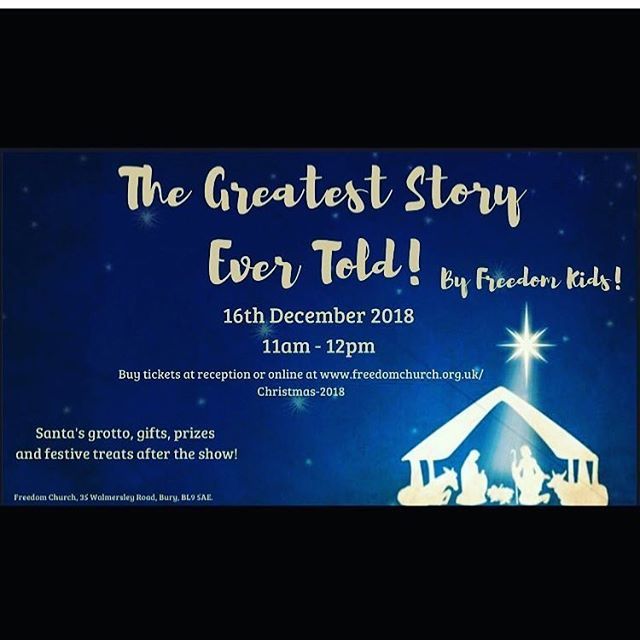 TOMORROW @freedomchurchbury is the slightly later time of 10:30am doors open, 11am start. It’s our Nativity performance &amp; Christmas celebration, followed by treats &amp; Santa in his grotto! 🎄🎅🏻🌟 It’s going to be an amazing morning so invite your world! Tickets are available thr…