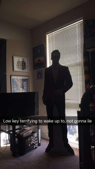 I got my bff a life-size cardboard cutout of  @brendonurie but now she's terrified https://t.co/Yaro<a href="/tag/nsfwsnapchat"class="tags"><span>#nsfwsnapchat</span></a>