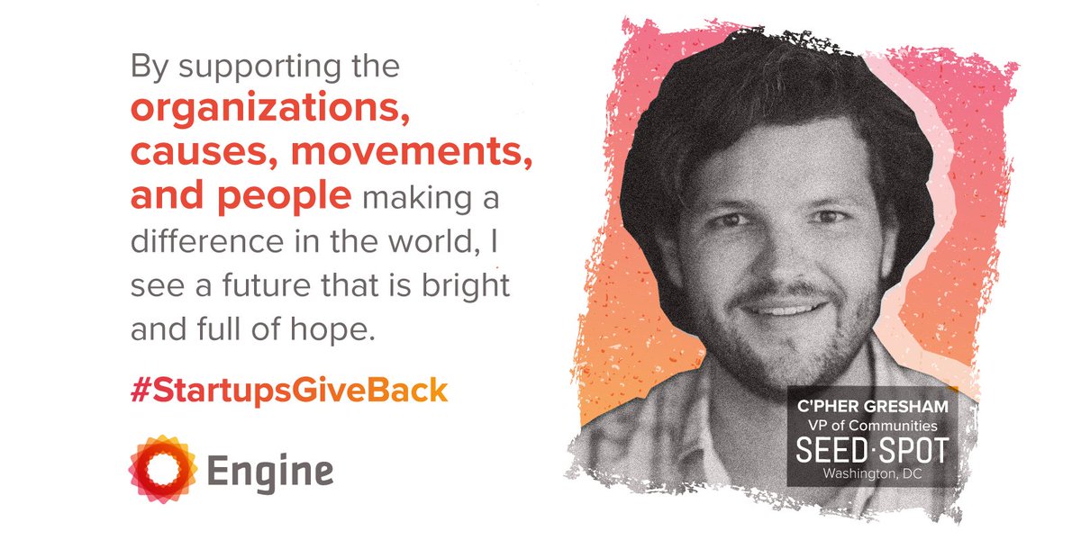 EngineOrg's tweet photo. What does the future look like for you? For C'pher at @seedspot, the future is bright and full of hope. #StartupsGiveBack https://t.co/HBLAnYM3hC