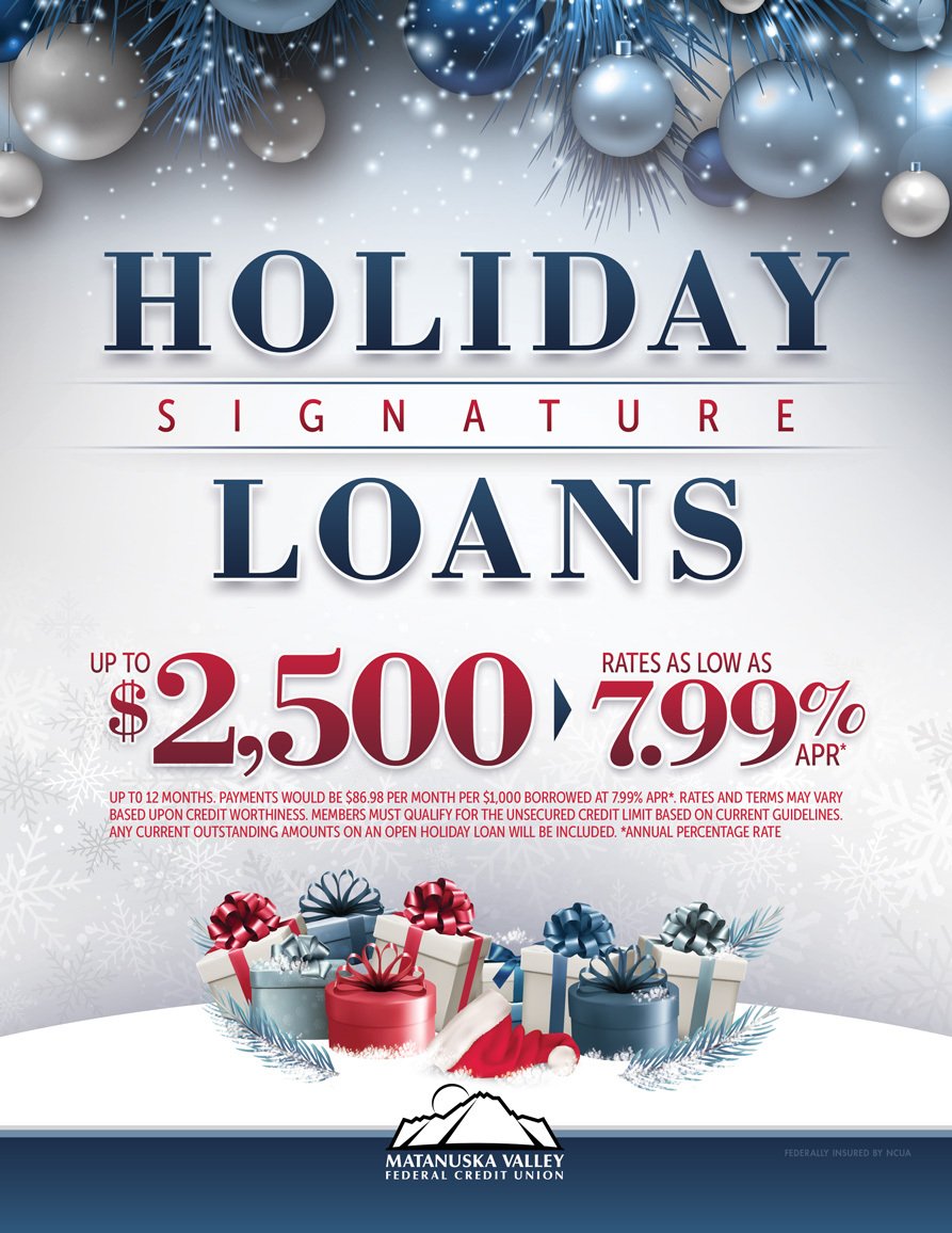 What is better than a credit card with a high interest rate?  MVFCU's Holiday Signature Loan.  A great rate awaits you-visit the Waipahu Community Office at 94-144 Farrington Hwy. to apply!