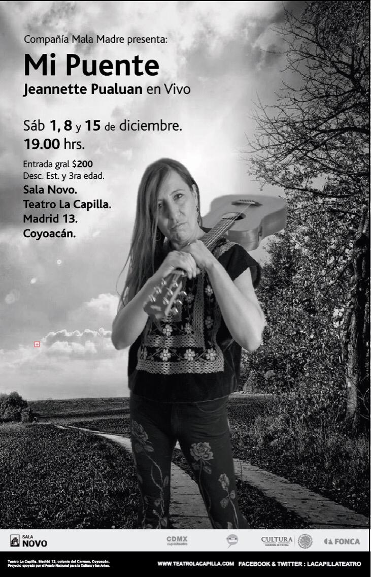 Hoy es el último concierto que dará <a href="/jeannpualuan/">jeannettepualuan</a> en #SalaNovo de <a href="/LaCapillaTeatro/">Teatro La Capilla</a>, presentando su nuevo disco. "Mi puente", canciones originales y revisitadas, chilenas y mexicanas. A las 7pm. ¡A disfrutar del jazz y ritmos latinoamericanos!