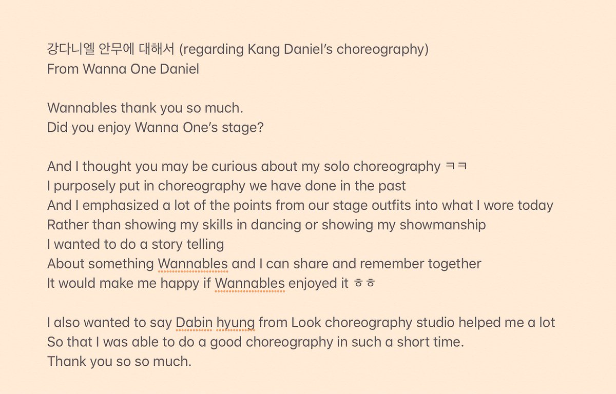 happydanielfan's tweet photo. Is Daniel the sweetest or what? Here is a trans of what daniel wrote on the cafe re: his choreography.... enjoy!
#kangdaniel #강다니엘 #강다니엘독무 #solostage #MAMAHK https://t.co/NBs2CrPZKp