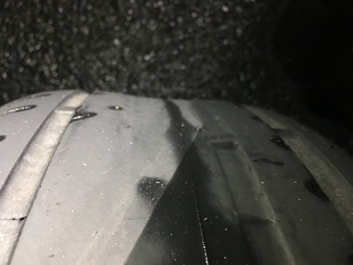 CumbriaRoadsPol's tweet photo. Taxi stopped in Barrow, which was on a fare run. Front two tyres found in this condition. Driver reported for Summons and vehicle taken off the road. Passengers very relieved that the vehicle was stopped after being told why. #MSGDreadnought #MSGHurricane https://t.co/LssiBDrEXq