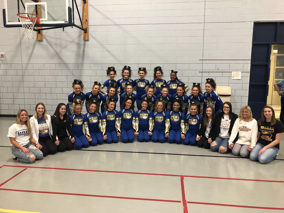 sandburgcheer's tweet image. Varsity finishes the day with a hit routine and a win at Oswego East. Great to have so many alumni in the stands! Thanks for your support.