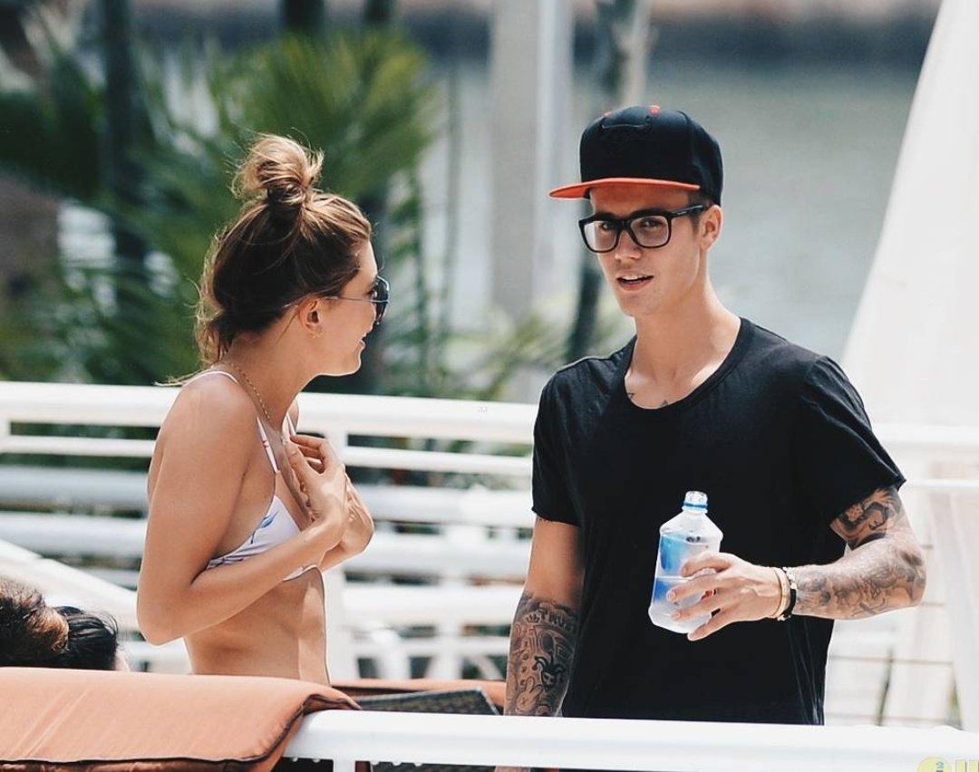 June 14, 2015: Hailey and Justin out in Miami.