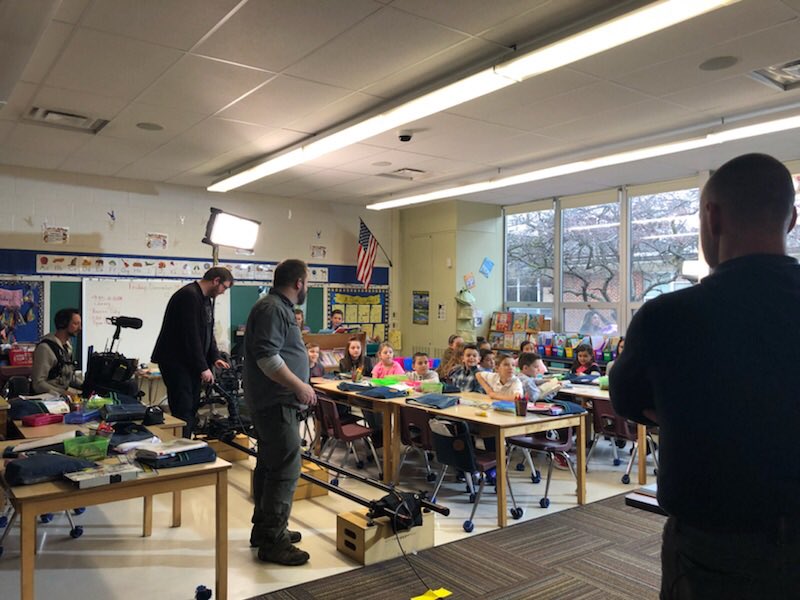danahepner's tweet photo. It’s filming day! Washington 🐾 showed up for Saturday school to make their commercial debut! Can’t wait to see the finished branding video for @continentaltire #BeRomeo https://t.co/QRyscOHcTO