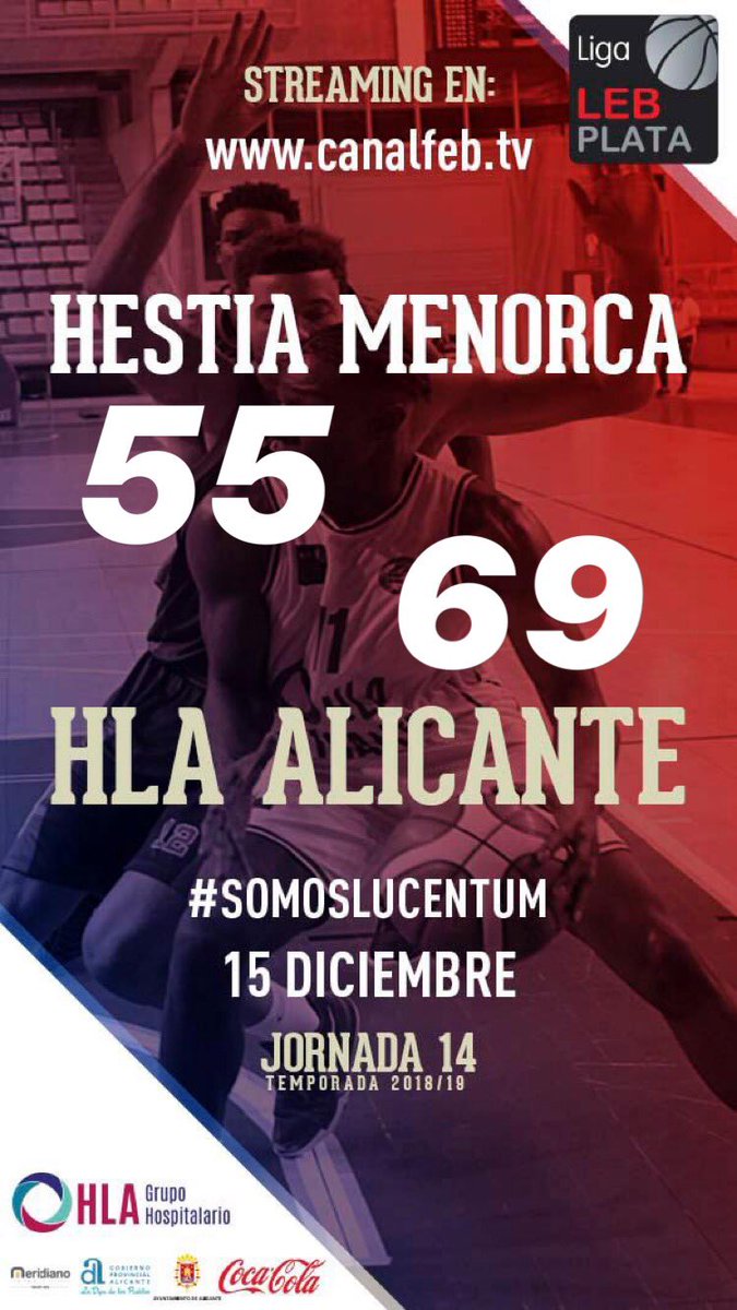 FundLucentum's tweet photo. ๐ฅ LEB PLATA | 14 Jornada
โฑ ยกFINAAAAAAAAAAAAAAAL!
๐ต @BasquetMenorca 55
โช๏ธ @FundLucentum 69
#SomosLucentum #VamosLucentum https://t.co/6Rki31HrCV