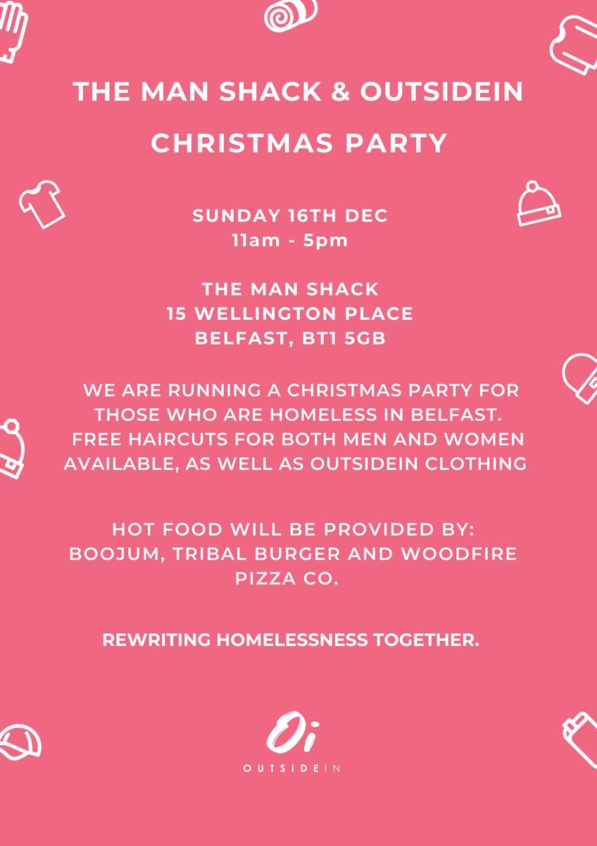 OutsideIn (@weare_oi) on Twitter photo We are so excited about our Giving Back Party tomorrow at <a href="/TheManShack/">The Man Shack</a> , Belfast.
Help spread the word to those who are homeless this Christmas.
Only made possible by you 👊🏼
Rewriting Homelessness Together. We are so excited about our Giving Back Party tomorrow at <a href="/TheManShack/">The Man Shack</a> , Belfast.
Help spread the word to those who are homeless this Christmas.
Only made possible by you 👊🏼
Rewriting Homelessness Together.