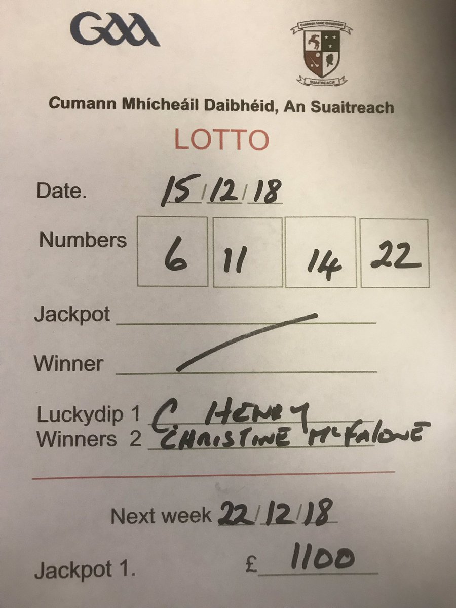 lotto numbers 22nd december 2018