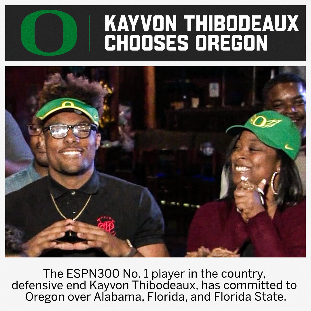 The ESPN300 No. 1 recruit in the nation is headed to play for the Oregon Ducks!