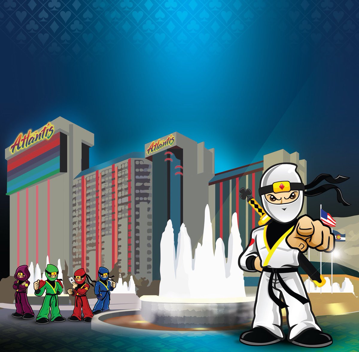 iNinjaPoker's tweet image. Just announced live during our Resurrection event:

INinja is coming to @PokerAtlantis! 
Come out to Reno March 7-17 for multiple events including a $280 40k guaranteed, 2 Resurrections, WSPS seniors events, $500 100k guaranteed, and our brand new Assassin Squad team event.
