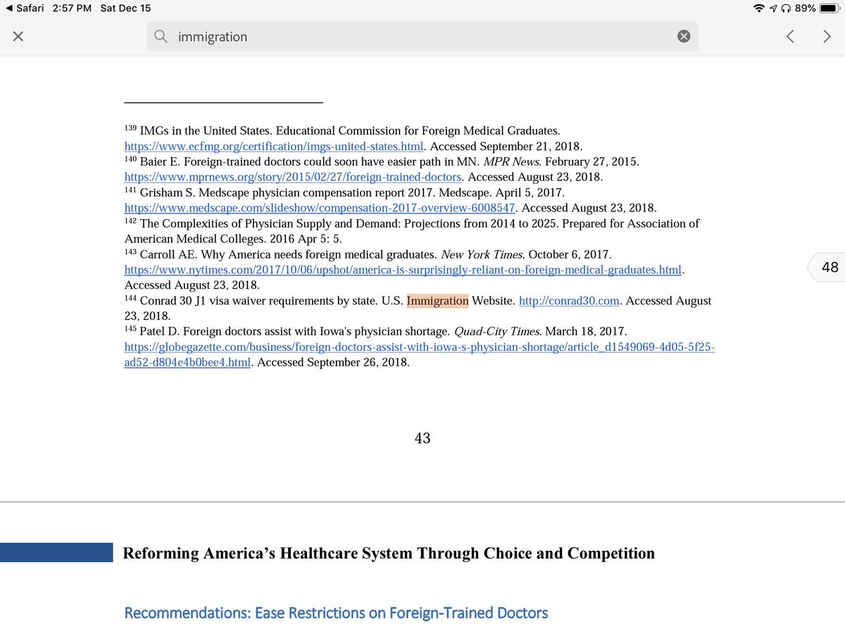 gsiskind's tweet image. The White House requested HHS issue a report on reforming the health care system and alleviating the physician shortage. I’m not sure they anticipated getting recommendations to ease immigration requirements for international MDs, but that’s what they got. bit.ly/2QAOzRy