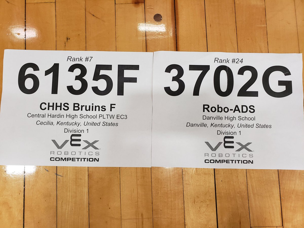 CentralHardin's tweet photo. @bruins6135F is the 4th alliance captain and has selected @danvillehigh's 3702G! Best of luck in finals! #omgrobots #HCSStrongerTogether @HCSEC3_PLTW https://t.co/TmGsmFvtmP