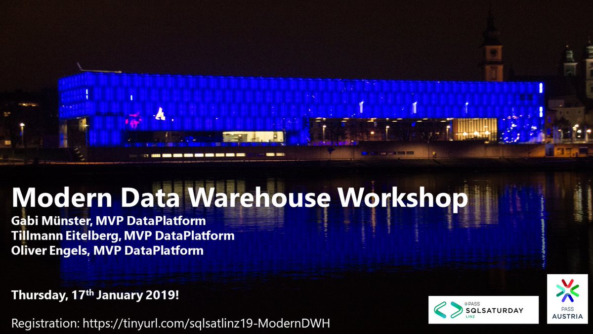 sqlpass_AT's tweet image. What is this thing called #Modern #DataWarehouse?
Join @SQLMissSunshine, @oengels
and @_Tillmann for thei #SQLSatLinz Workshop!
tinyurl.com/sqlsatlinz19-M…
Register for the precon to get a fix place for #SQLSatLinz!