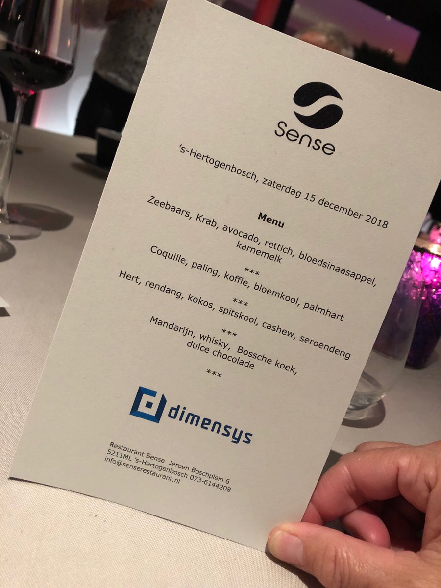 Eindejaarsdiner 2018 ⁦@Dimensys⁩ in style ⁦<a href="/Restaurantsense/">Sense</a>⁩ een QualityAward waardig 😉. Op naar 2019!