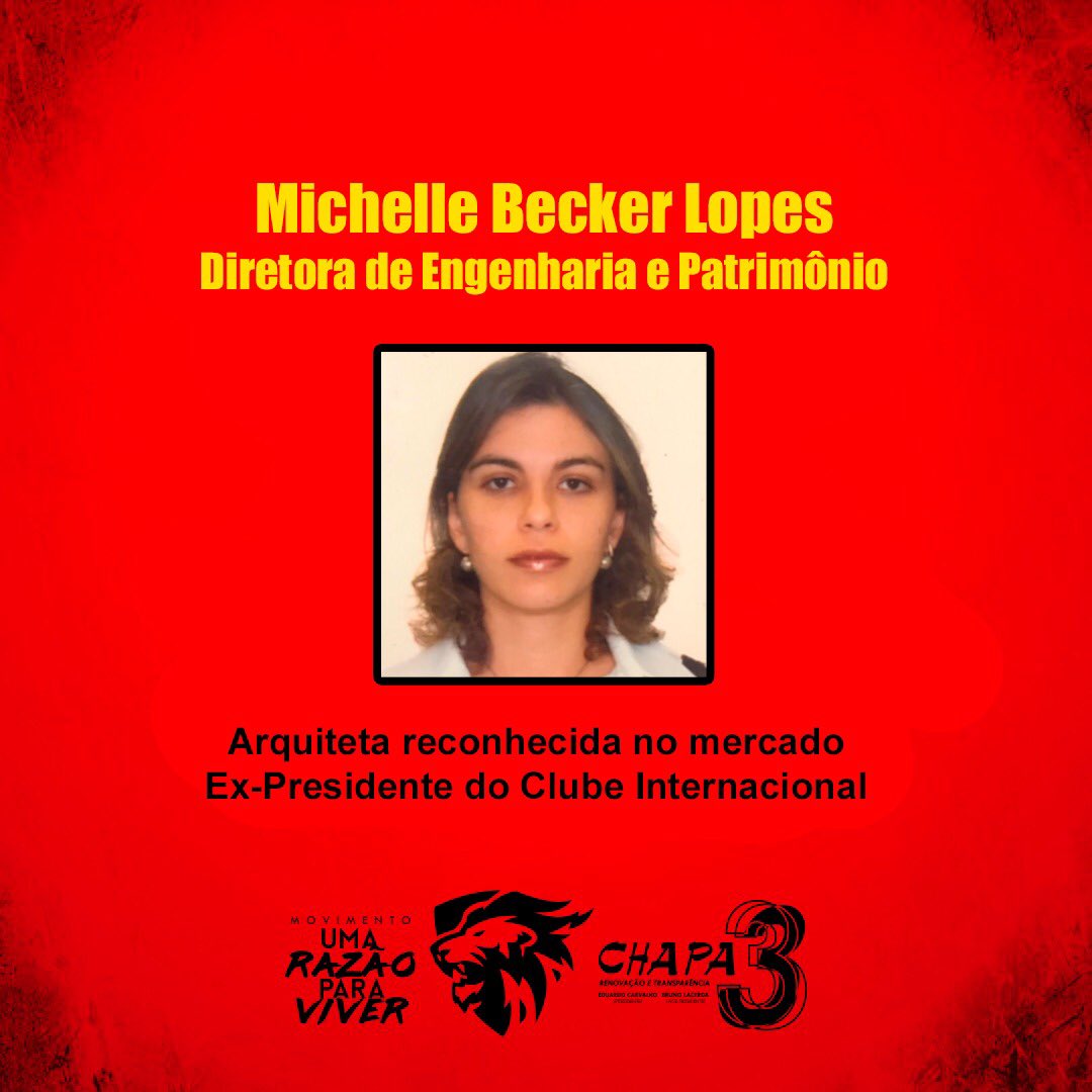 Nosso time é show de bola! Michelle tem competência e muita vontade de cuidar do patrimônio do Sport! Junte-se a nós. Movimento Uma razão para viver (chapa 3) é renovação e transparência!