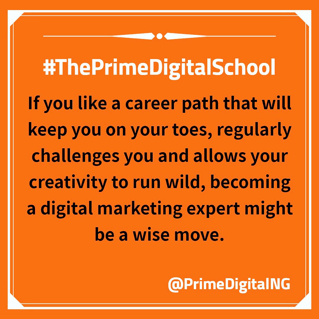 PrimeDigitalNG's tweet photo. #ThePrimeDigitalSchool
If you like a #career path that will keep you on your toes, regularly challenges..., becoming a #digitalmarketing expert might be a wise move, says #PrimeDigitalNigeria powered by @DifferentOnline
.
#PrimeDigitalNG #DMC2018 #DMM @DMM_Nigeria @AdmarpNG https://t.co/9vKNKozdXz