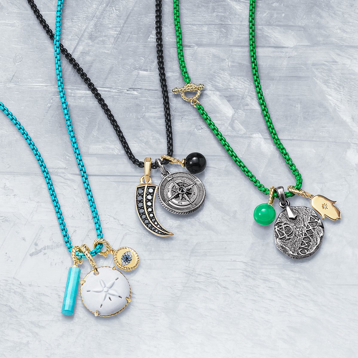 Garlands of colorful chains adorned with meaningful charms make an expressive David Yurman gift for her or him. #davidyurman #njewelers #shopforher #love #give