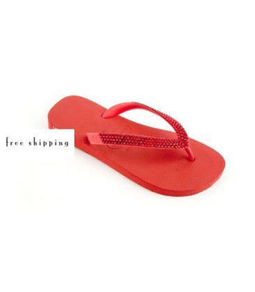 Red & Lt Red Rhinestone Flip Flops #FlipFlops #CrystalFlipFlops Get ...