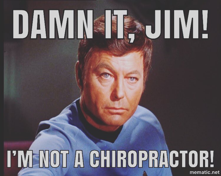 AmPainDetective's tweet photo. Star Trek fan? Then you’ll get this 😂 Seriously, do you know what Osteopathic Manipulative Medicine is (aka OMM)? It's a completely holistic approach to #chronicpain treatment focusing on finding/fixing the root cause of pain https://t.co/3Nl1K2NDBt #CureMe #FromPaintoHope https://t.co/cn4drOCRjT