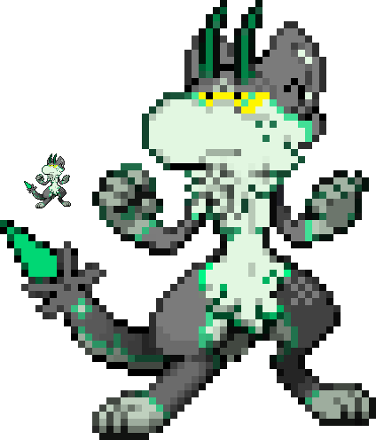 🧠KAIJUINU🧪 on X: by modifying a lucario sprite i've made a pokemon sprite  of my fursona complete with shiny version!  / X