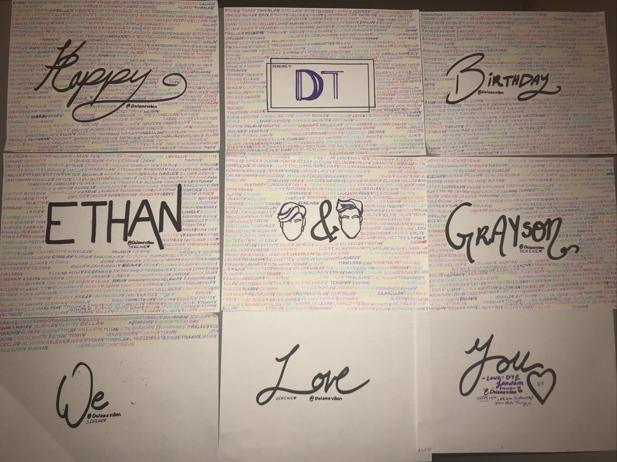 dolansvibin's tweet image. HAPPY BIRTHDAY @EthanDolan &amp;amp; @GraysonDolan as u can see we truly love u so much ♥️ here is the names of ~ 3000 people who care about you both with all their heart, we all hope that 19 is an amazing year for u both and WE R SO SO PROYD OF U🎈🎉