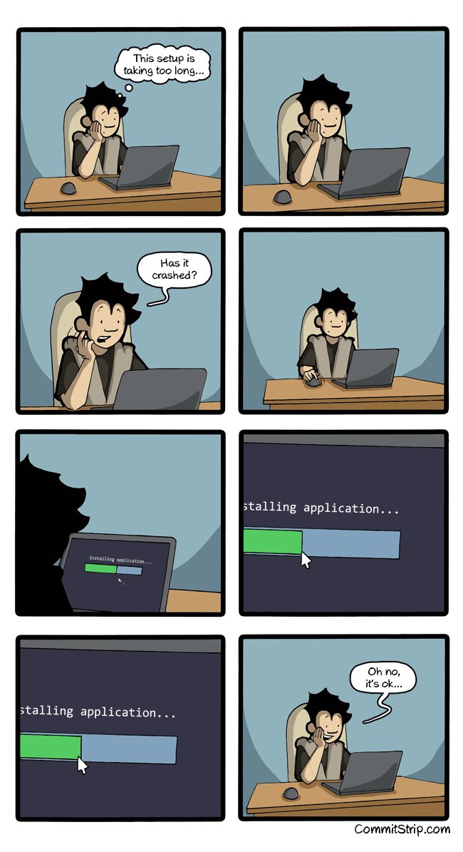 nixcraft's tweet image. Truth. When I install a software. Via commitstrip.com/en/2015/02/19/…