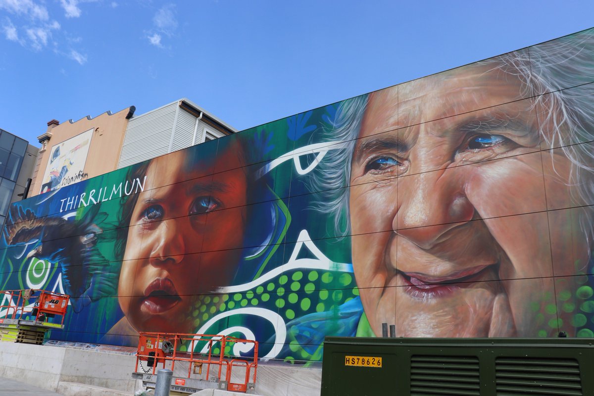 Nuatali_Nelmes's tweet photo. Have you seen the new #Adnate mural yet? This morning I joined with the local Aboriginal community, artist Matt Adnate and @RevitalisingNCL to celebrate the completion of this amazing art work. 

Well done to @RevitalisingNCL for commissioning such a powerful piece. https://t.co/3UH5EVKiUm