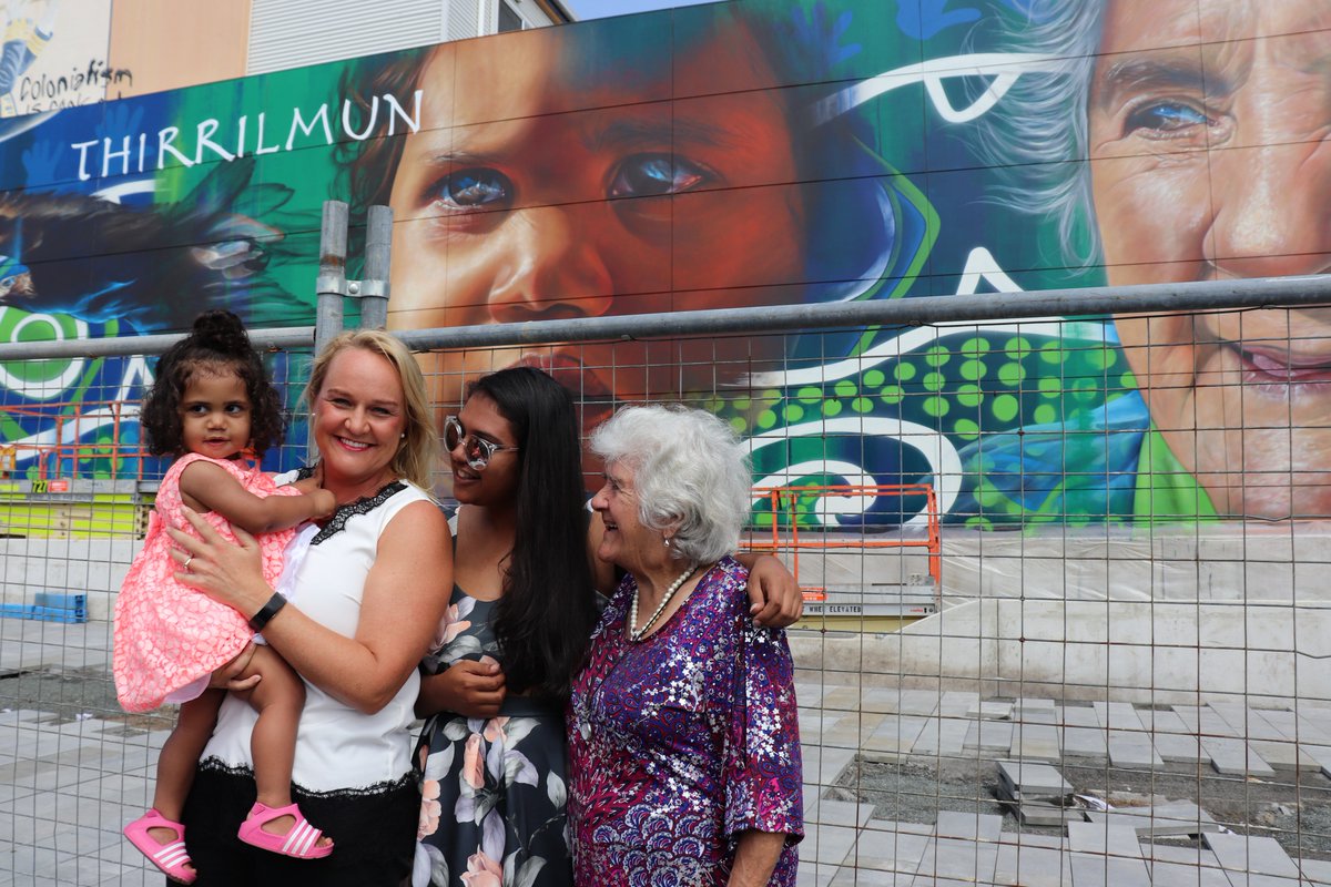 Nuatali_Nelmes's tweet photo. Have you seen the new #Adnate mural yet? This morning I joined with the local Aboriginal community, artist Matt Adnate and @RevitalisingNCL to celebrate the completion of this amazing art work. 

Well done to @RevitalisingNCL for commissioning such a powerful piece. https://t.co/3UH5EVKiUm