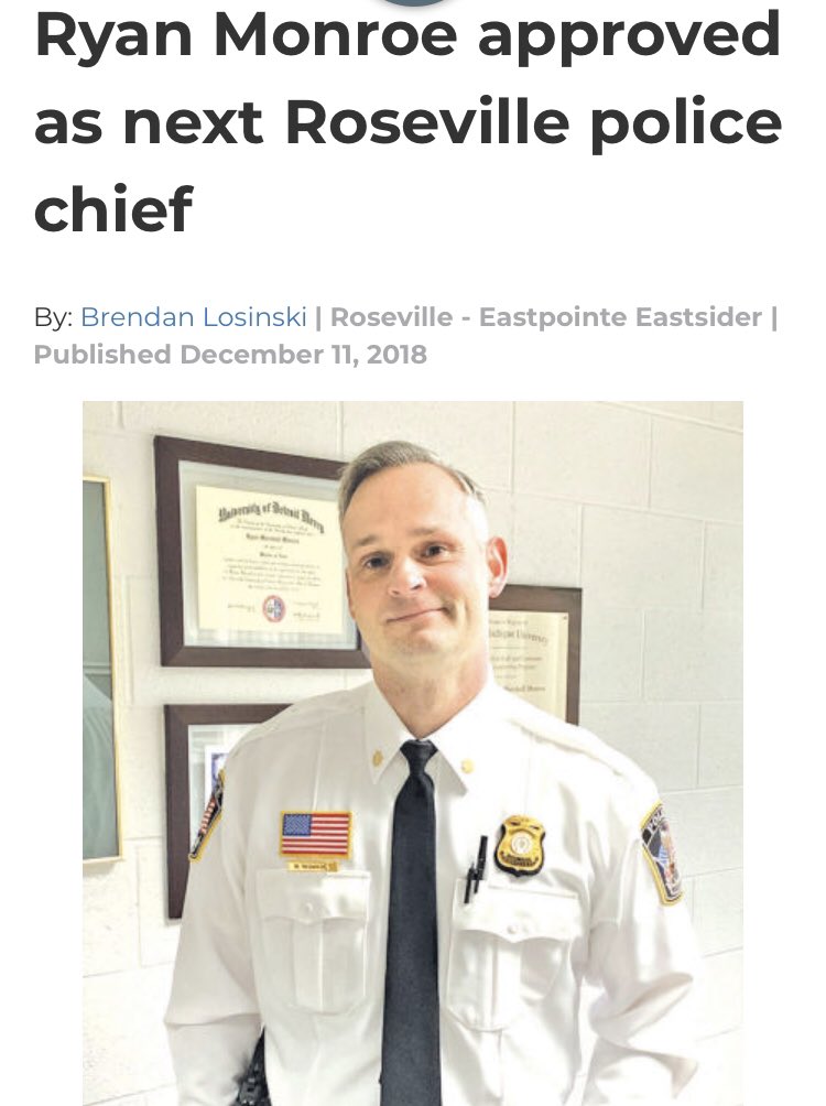 Congratulations to Ryan Monroe, @WSUWarriorFB alum, named Roseville PD Police Chief! #5forTheNext50 #WayneStateDifference #WhatMattersMost #SpecialPlaceForSpecialPeople