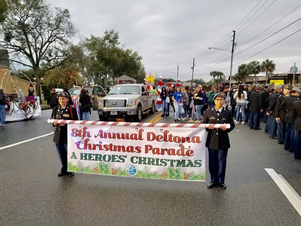 alvesta_lobban's tweet photo. So proud of our DHS JROTC Cadets celebrating the Holiday Season at the Deltona Christmas Parade! Rock Steady DHS Wolves Battalion🇺🇸🇺🇸🇺🇸👍🏾🌲 #InFrontOfThemAll #leaningForward #ProudToBeaDHSWolf #StandingTallandLookingGood #ArmyStrong #FutureLeaders https://t.co/eB3sVXP7QM