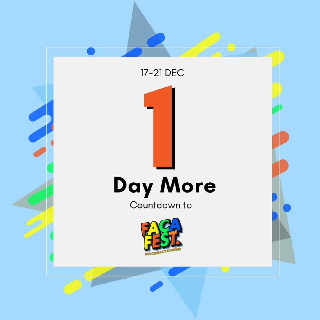 FFest2018's tweet photo. ❗1 DAYS MORE❗
Guys, are you ready to celebrate FacaFest 2018?
17 DEC - 21 DEC
Monday - Friday
🎉See You Soon🎉

#FACAFest 
#event 
#unimas 
#fsgk 
#kuching 
#kotasamarahan
#countdown
#letscelebrate
#talk
#artist 
#film https://t.co/yrYOrTmeVL