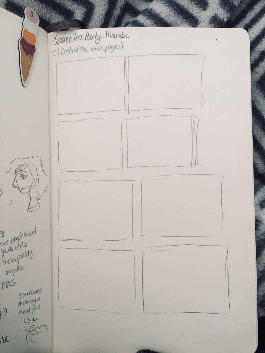 Here’s an esoteric glimpse at how I thumbnail and plan layouts for my comics.I’ve the (fully-written) script in front of me.I prep the thumbnails by drawing rectangles, “spreads”. It’s easier for me to think bout page turns this way. It affects pacing a lot.