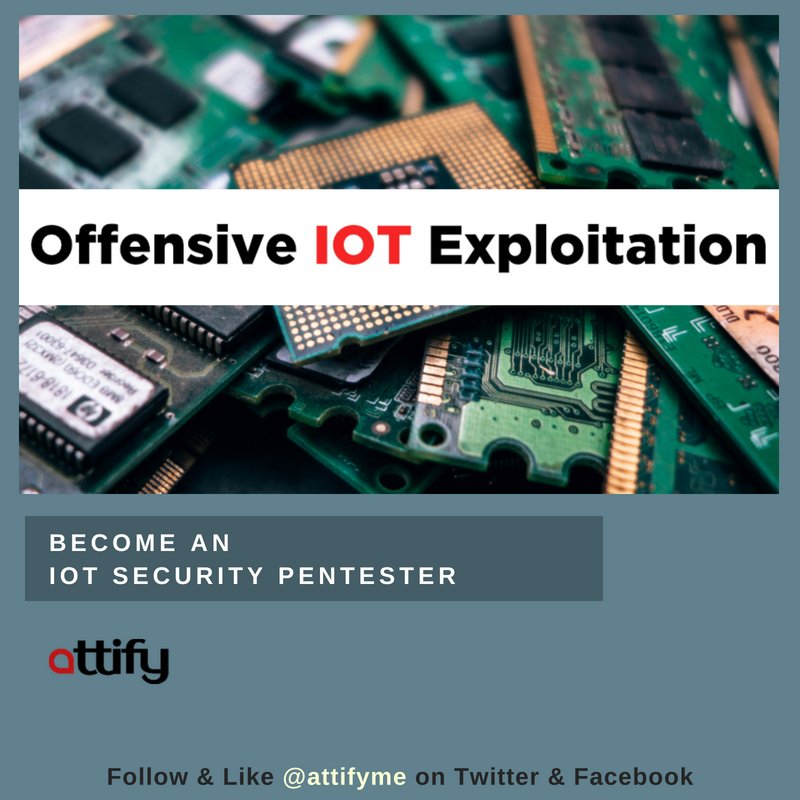 attifyme's tweet photo. Do not take your #IoT device user's #security & #privacy for granted. Train your team with basics or advanced skills to #exploit #vulnerabilities in devices via our 10+ hours ONLINE IoT #Exploitation Training.
Click 👉 https://t.co/g0tXUU3Cmg #ihackiot #iotpentesting #Attify https://t.co/2OxLxTX7xP