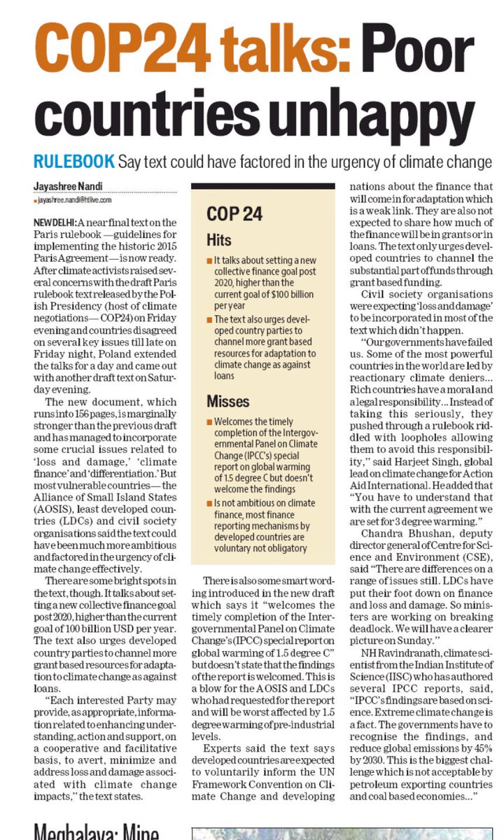jayashreenandi's tweet image. The final #ParisRulebook text fails to ensure #GlobalWarming remains within 1.5 degrees. It also doesn't recognise latest #climatechange science #Katowice #COP24 @htTweets