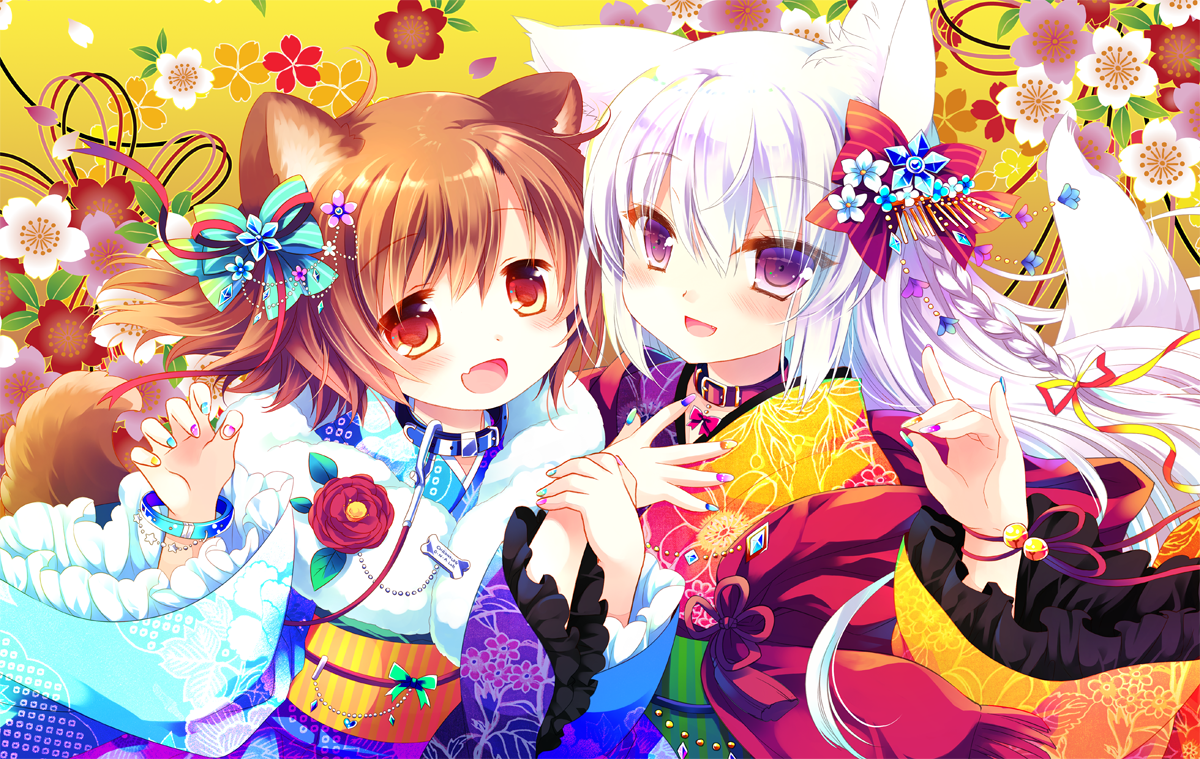 桜沢いづみ 振袖わんこ 振袖狐っ子をモフりながら新年を迎えたい絵です 桜沢いづみ 振袖わんこ 振袖狐っ子をモフりながら新年を迎えたい絵です