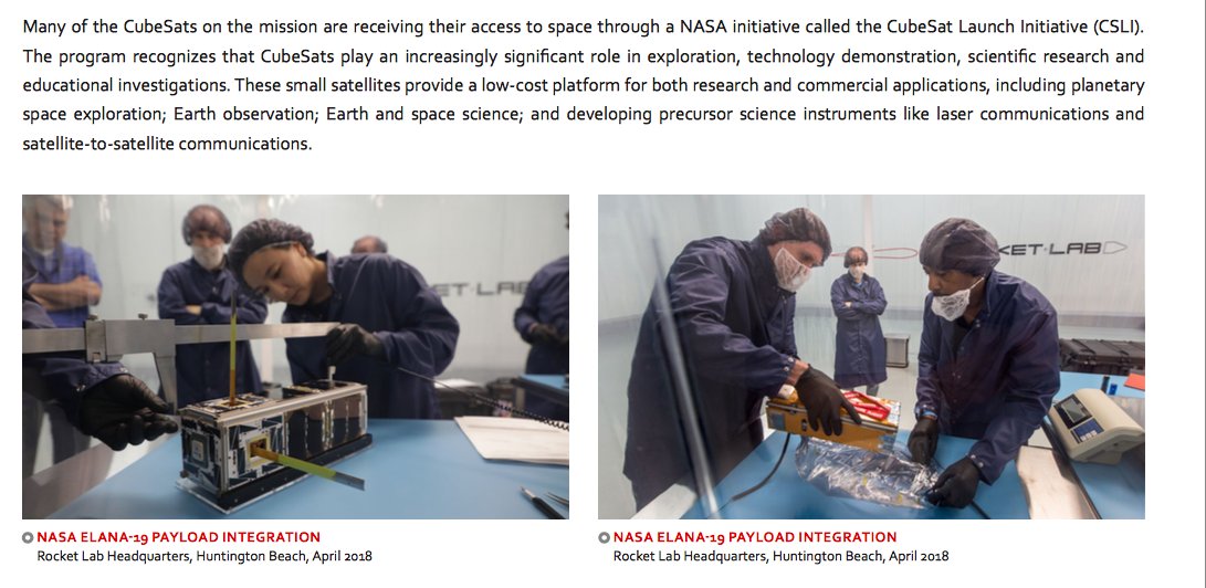 genejm29's tweet image. Via .@RocketLab - Information on #NASA&apos;s Educational Launch of Nanosatellites (ELaNa) XIX Mission | #ThisOnesForPickering