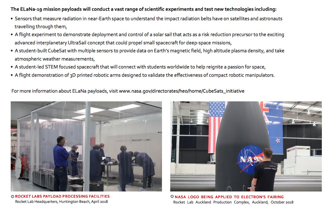 genejm29's tweet image. Via .@RocketLab - Information on #NASA&apos;s Educational Launch of Nanosatellites (ELaNa) XIX Mission | #ThisOnesForPickering