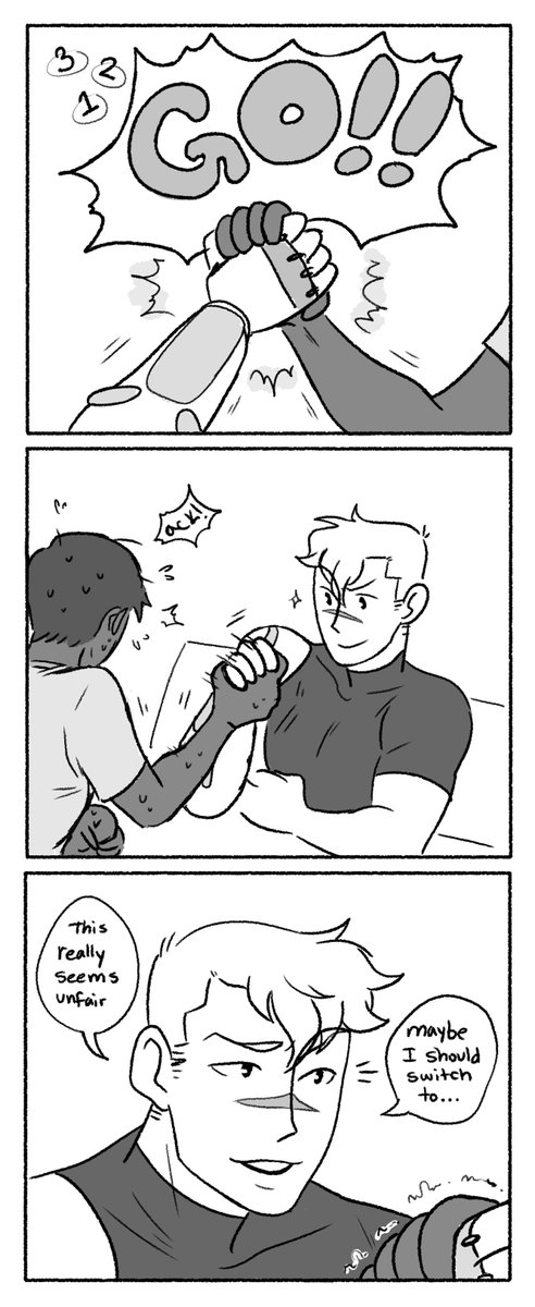 gomuboo's tweet photo. I love the arm wrestling scene and I love Curtis #VLD #shiroxcurtis https://t.co/Q3cVsW2KSJ