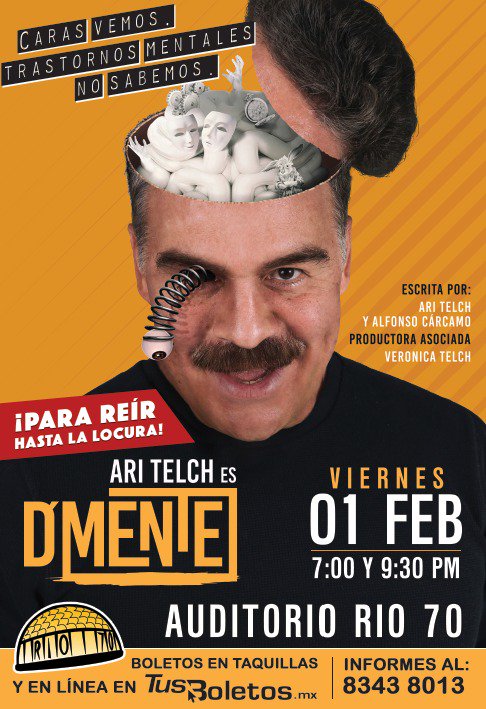 bipolife's tweet photo. los esperamos en el Teatro Milán con la nueva temporada de D'mente, de @aritelch , Enero y en Monterrey fecha en Febrero, para irnos adelantando. #Dmente #DmenteTeatro #Telch https://t.co/QhiA5IDBy2